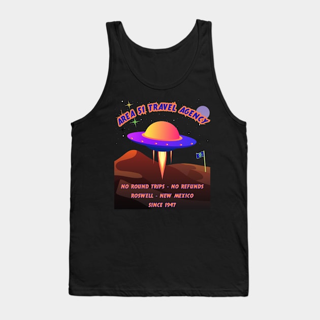 Area 51 Travel Agency Tank Top by Kenny The Bartender's Tee Emporium